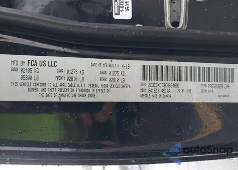 2019 Dodge Charger R/T Rwd from USA, damaged, VIN 2C3CDXCT3KH634891